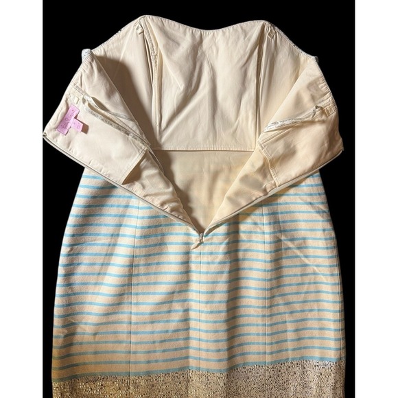 Lilly Pulitzer Strapless Remi Dress 2 Blue Metallic Y2K Sorority‎ Party Cocktail - Picture 7 of 14